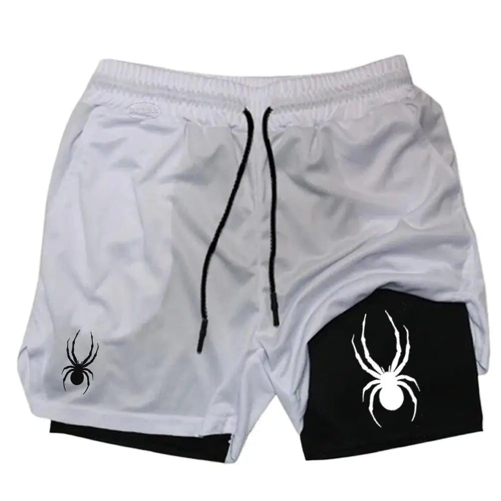 2025 Summer New Spider Men's Sports Shorts 2 in 1 Gym Running Shorts Jogging Casual Sportswear