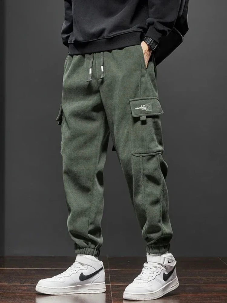 Spring Autumn New Style Elastic Waist Casual Pants for Men Stretch Straight Drawstring