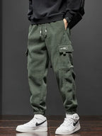 Spring Autumn New Style Elastic Waist Casual Pants for Men Stretch Straight Drawstring