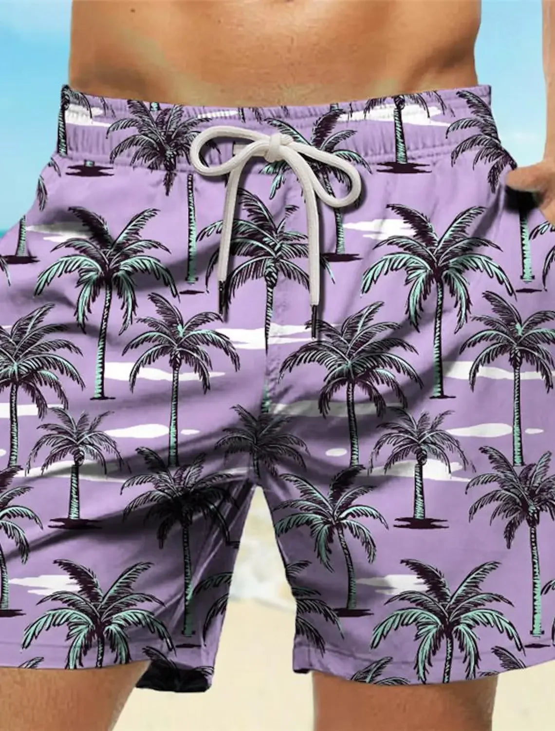 Palm Tree Tropical Men's Resort 3D Printed Board Shorts Swim Trunks Pocket Comfort Breathable Short