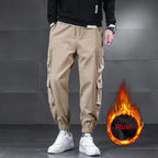 New Winter Lambswool Outdoor Waterproof Cargo Pants Men Warm Casual Pants Men Sportswear