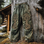 Men's retro Viking Celtic knot and eagle 3D printed autumn casual pants drawstring straight leg beach pants