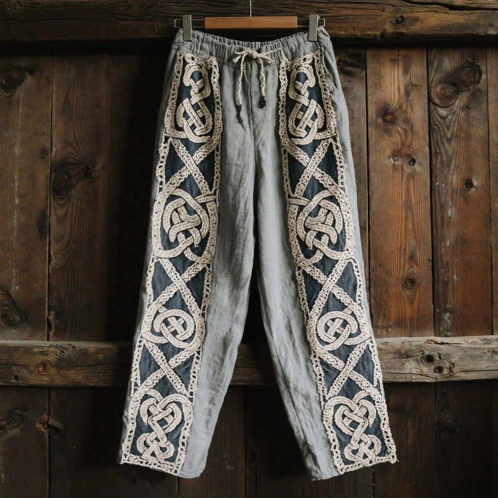 Men's retro Viking Celtic knot and eagle 3D printed autumn casual pants drawstring straight leg beach pants