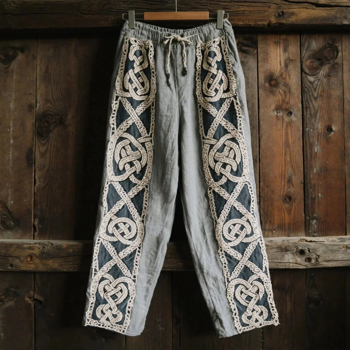 Men's retro Viking Celtic knot and eagle 3D printed autumn casual pants drawstring straight leg beach pants