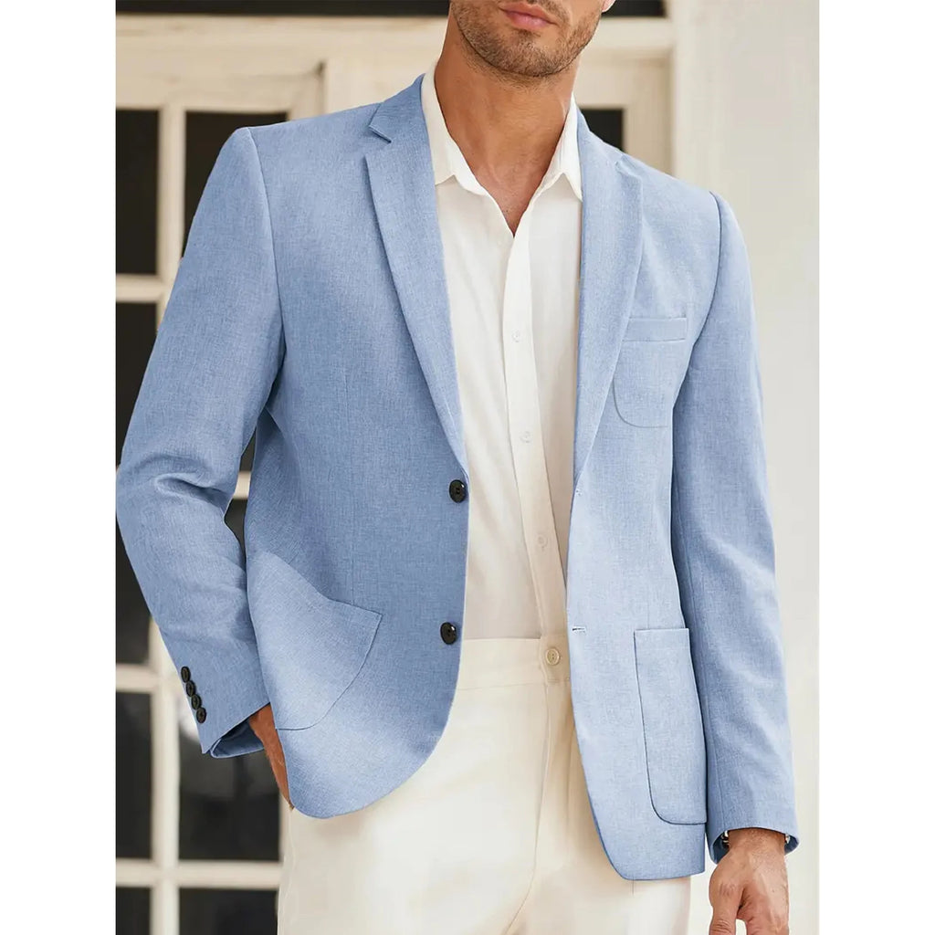 Men's casual solid color two-button suit jacket