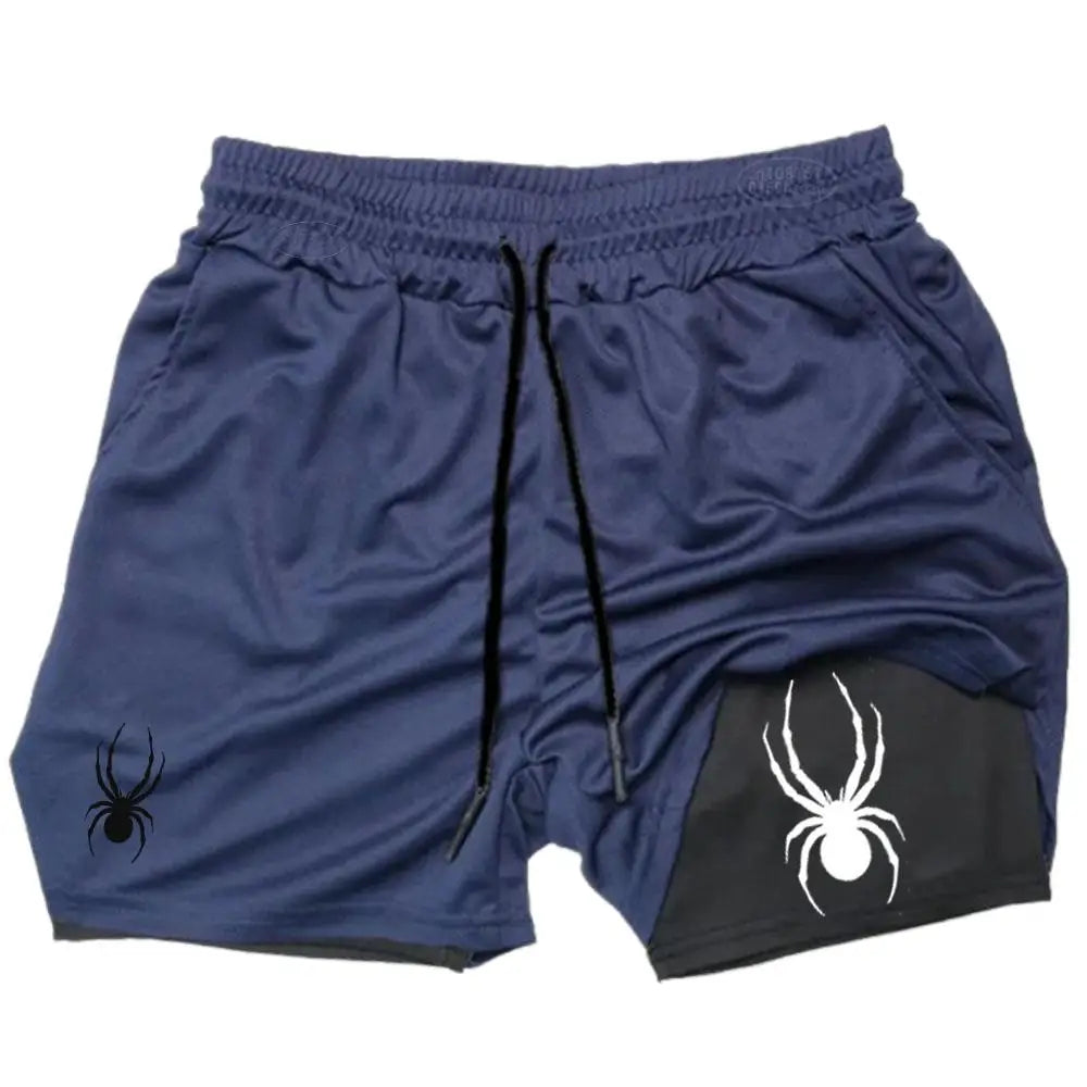 2025 Summer New Spider Men's Sports Shorts 2 in 1 Gym Running Shorts Jogging Casual Sportswear