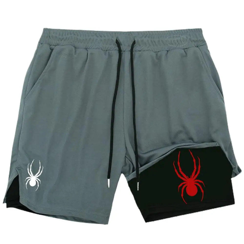 2025 Summer New Spider Men's Sports Shorts 2 in 1 Gym Running Shorts Jogging Casual Sportswear