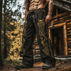 Men's retro Viking Celtic knot and eagle 3D printed autumn casual pants drawstring straight leg beach pants