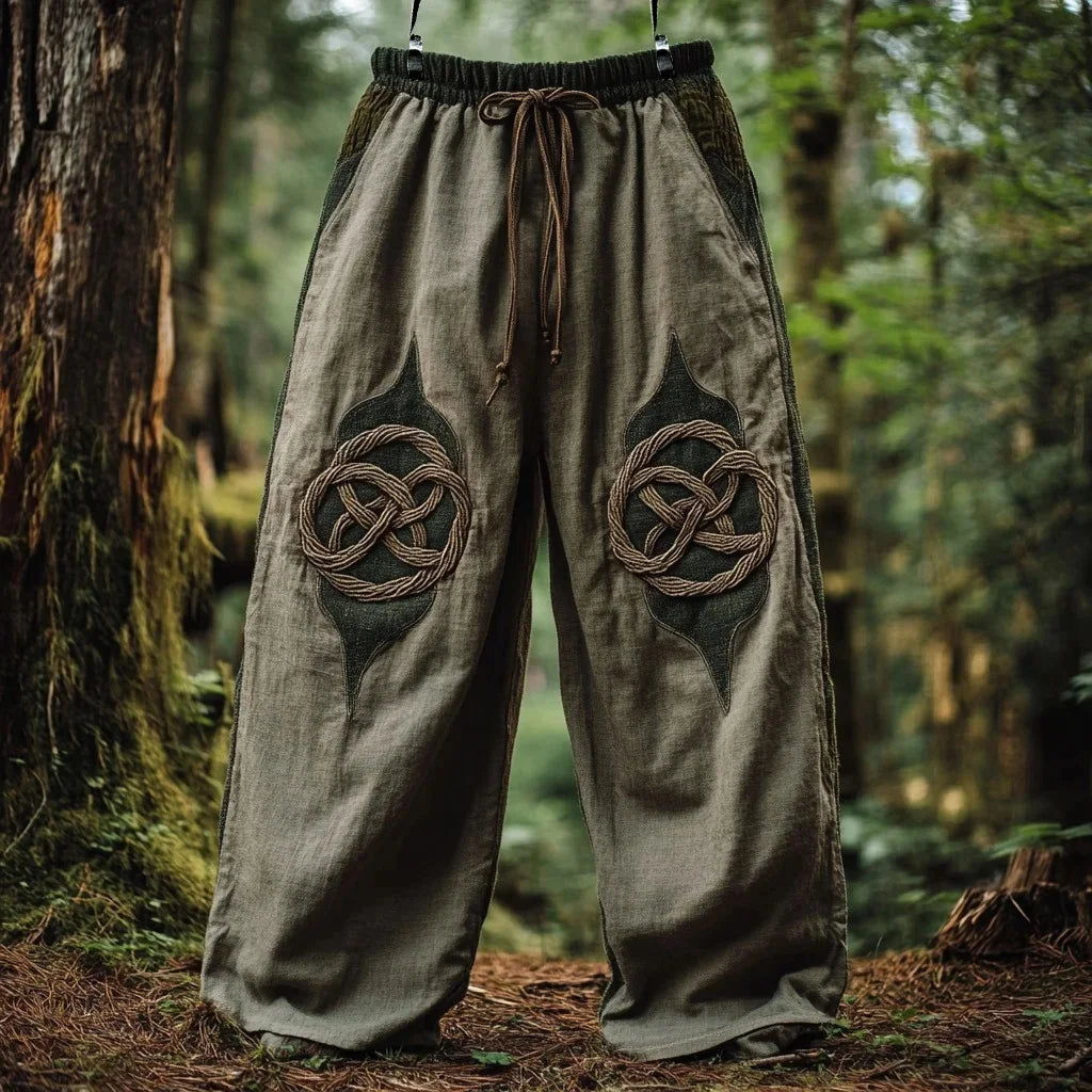 Men's retro Viking Celtic knot and eagle 3D printed autumn casual pants drawstring straight leg beach pants