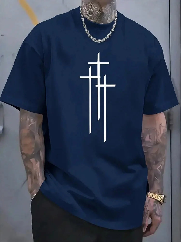 3D California Letter Print Men's Loose T-shirt Urban Street Men's Fashion Short-sleeved