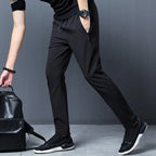 Men's Casual Pants Business Stretch Slim Fit Elastic Waist Jogger Korean Classic Blue Black Gray Male