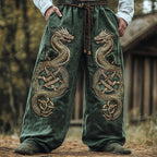 Men's retro Viking Celtic knot and eagle 3D printed autumn casual pants drawstring straight leg beach pants