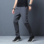 Men's Casual Pants Business Stretch Slim Fit Elastic Waist Jogger Korean Classic Blue Black Gray Male