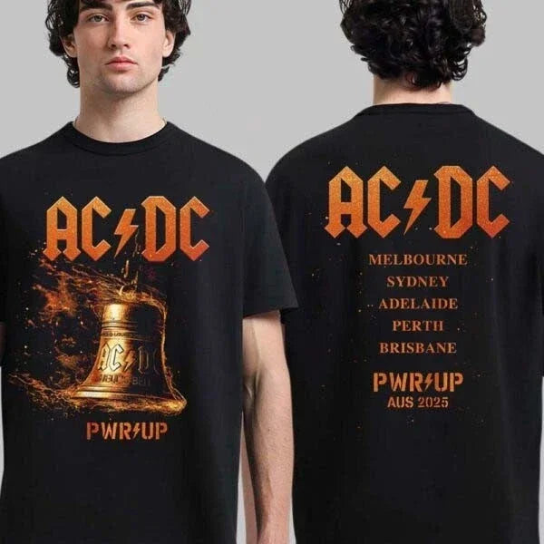 AC DC PWR UP Australia Tour 2025 Merchandise Tee with Dates List for November and December