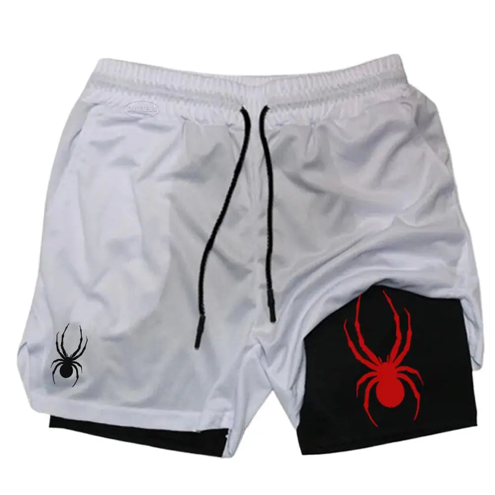 2025 Summer New Spider Men's Sports Shorts 2 in 1 Gym Running Shorts Jogging Casual Sportswear