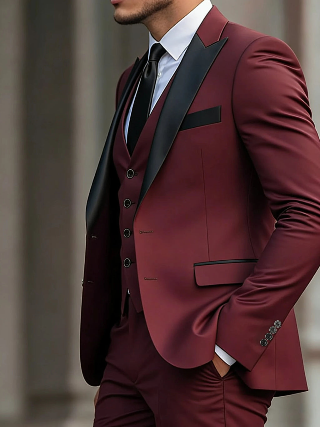 Men's 3-Piece Suit Set  Formal Jacket Vest Pants for Daily Office Wedding