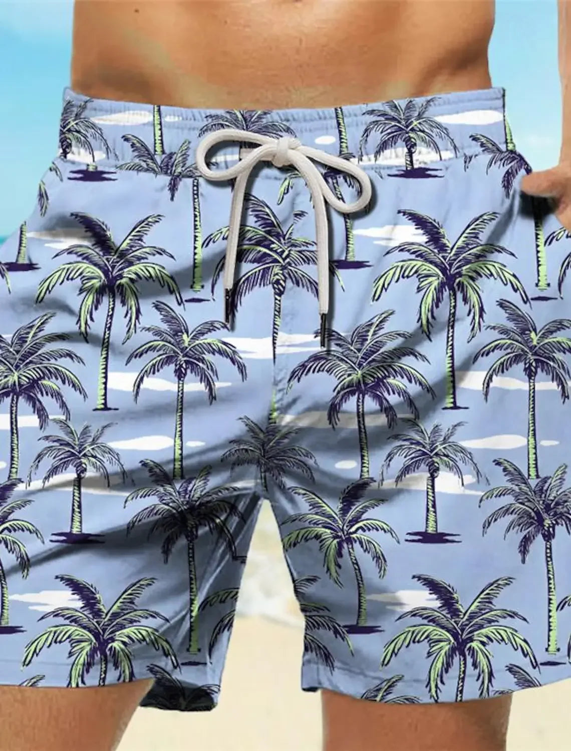 Palm Tree Tropical Men's Resort 3D Printed Board Shorts Swim Trunks Pocket Comfort Breathable Short