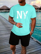 3D California Letter Print Men's Loose T-shirt Urban Street Men's Fashion Short-sleeved