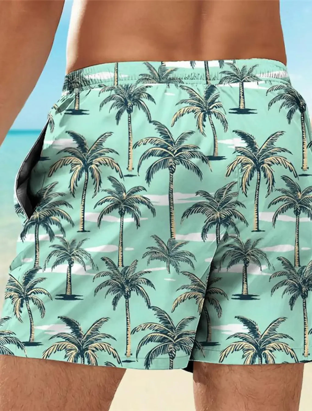 Palm Tree Tropical Men's Resort 3D Printed Board Shorts Swim Trunks Pocket Comfort Breathable Short