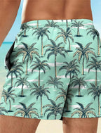 Palm Tree Tropical Men's Resort 3D Printed Board Shorts Swim Trunks Pocket Comfort Breathable Short