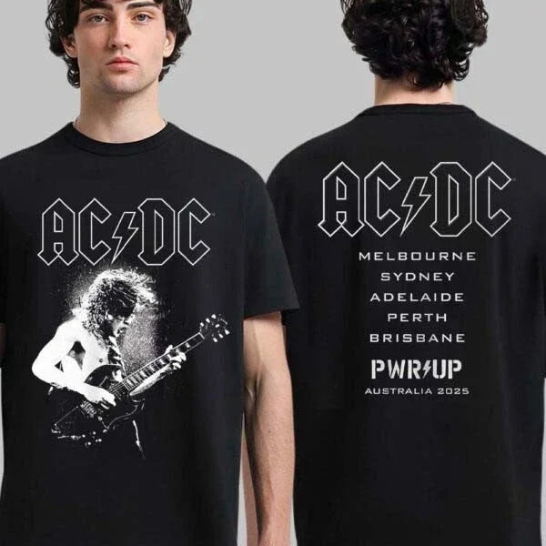 AC DC PWR UP Australia Tour 2025 Merchandise Tee with Dates List for November and December