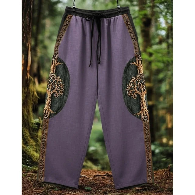 Men's retro Viking Celtic knot and eagle 3D printed autumn casual pants drawstring straight leg beach pants