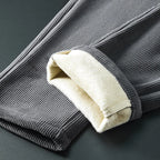 Winter Fleece Warm Corduroy Fabric Men's Casual Pants Outdoors Business Thick Flocking Plush