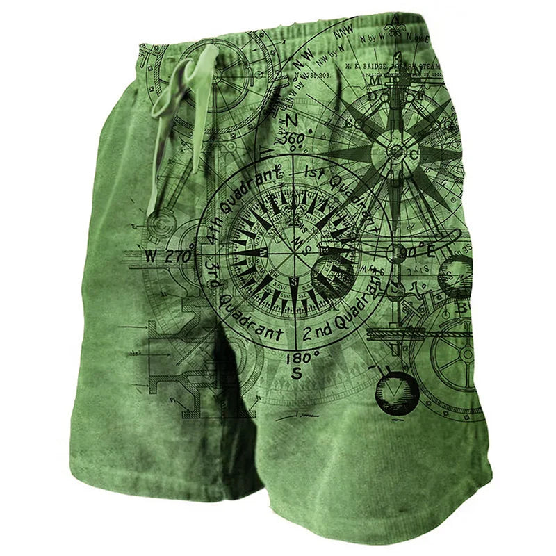 Men's Sweat Shorts Beach Shorts Terry Shorts Drawstring Elastic Waist 3D Print Graphic Prints