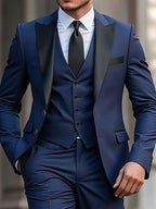 Men's 3-Piece Suit Set  Formal Jacket Vest Pants for Daily Office Wedding