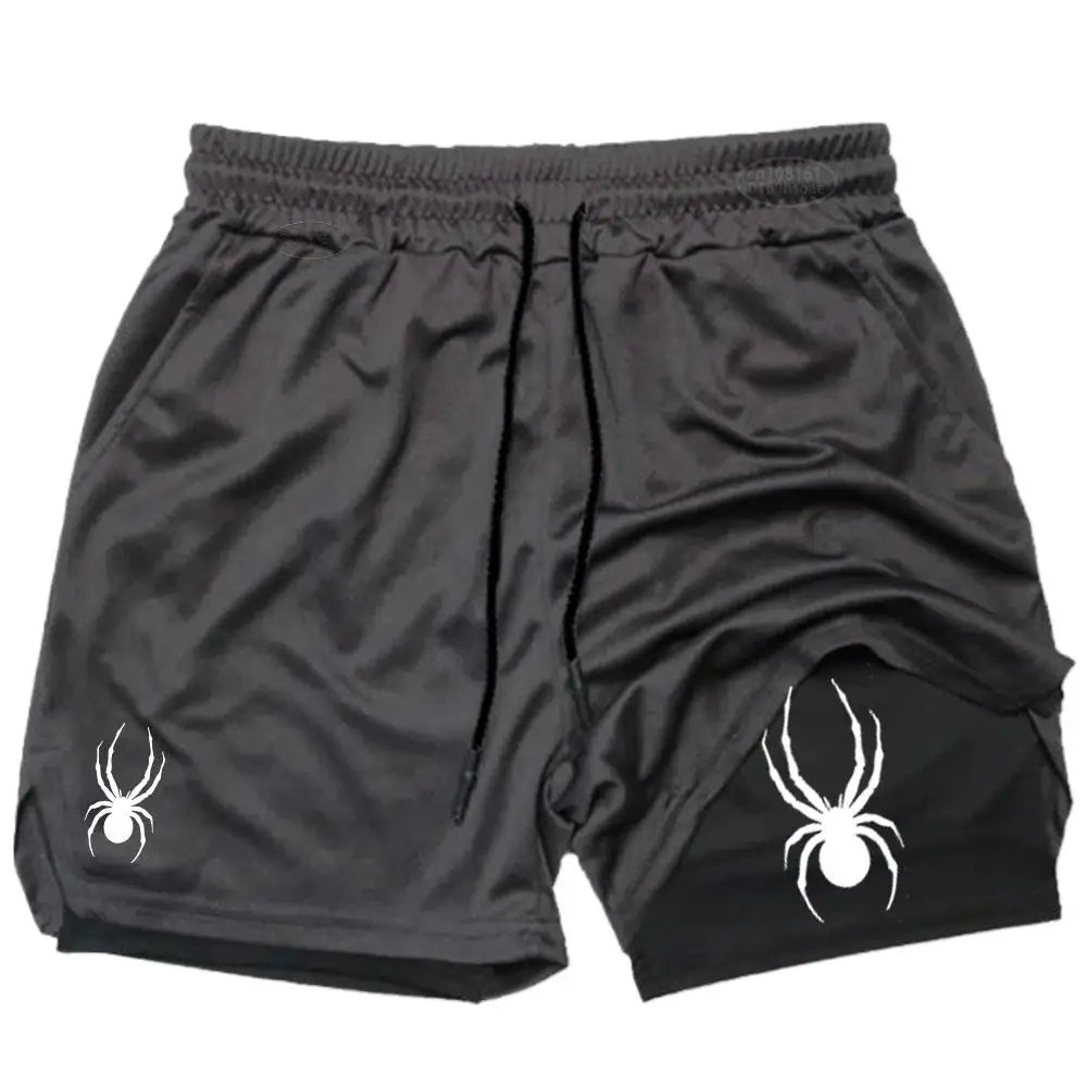 2025 Summer New Spider Men's Sports Shorts 2 in 1 Gym Running Shorts Jogging Casual Sportswear