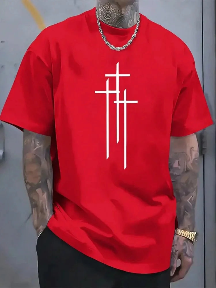 3D California Letter Print Men's Loose T-shirt Urban Street Men's Fashion Short-sleeved