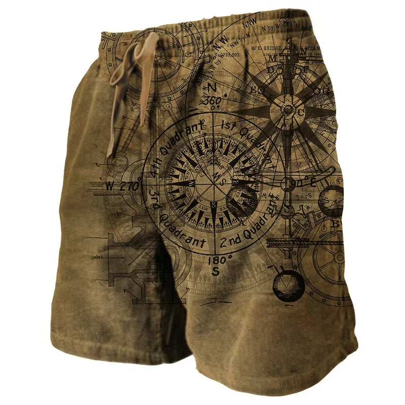 Men's Sweat Shorts Beach Shorts Terry Shorts Drawstring Elastic Waist 3D Print Graphic Prints