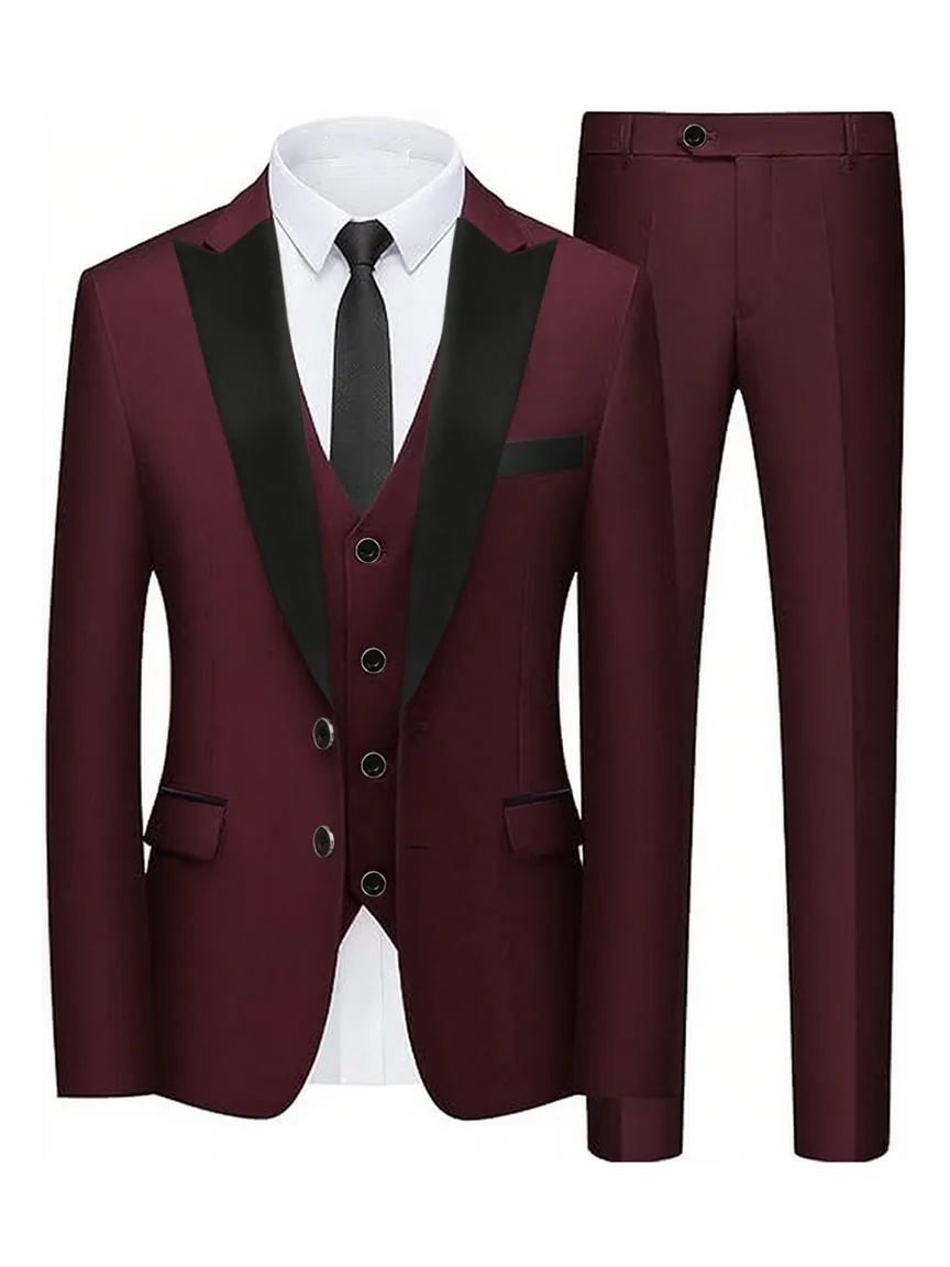 Men's 3-Piece Suit Set  Formal Jacket Vest Pants for Daily Office Wedding