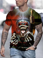 2025 New Men's Heavy Metal Rock 3D Print T-shirt Summer Casual Fashion Street Hip Hop