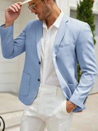 Men's casual solid color two-button suit jacket
