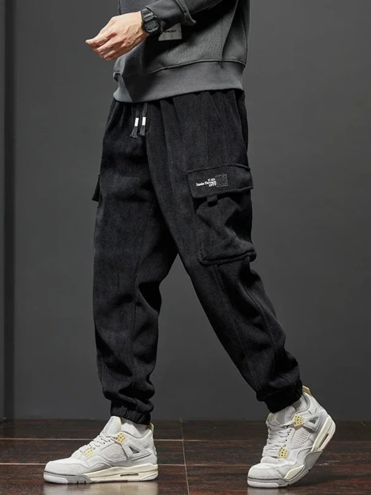 Spring Autumn New Style Elastic Waist Casual Pants for Men Stretch Straight Drawstring
