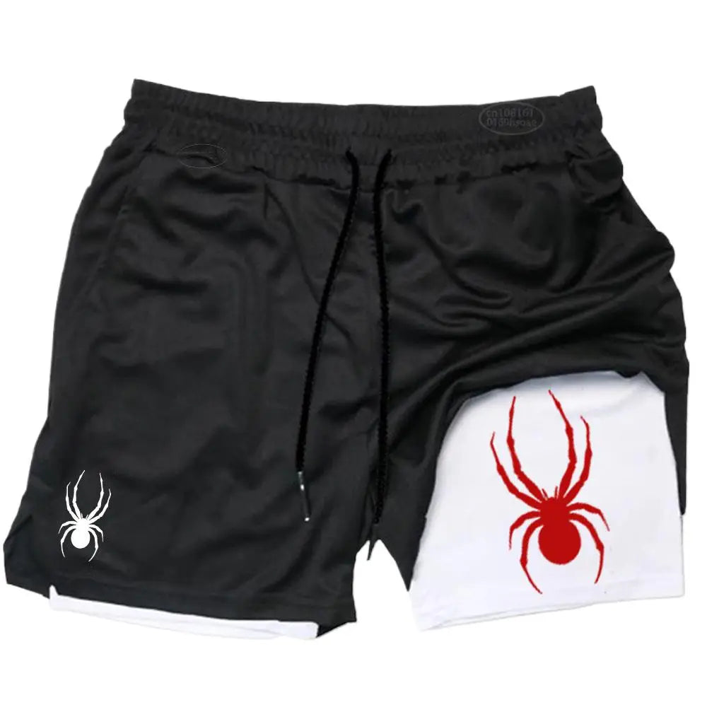 2025 Summer New Spider Men's Sports Shorts 2 in 1 Gym Running Shorts Jogging Casual Sportswear