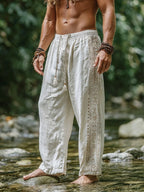 Men's retro Viking Celtic knot and eagle 3D printed autumn casual pants drawstring straight leg beach pants