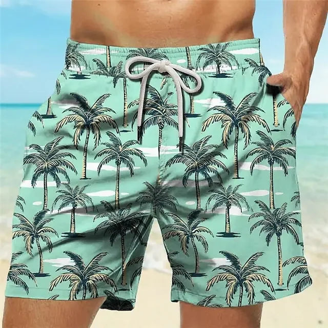 Palm Tree Tropical Men's Resort 3D Printed Board Shorts Swim Trunks Pocket Comfort Breathable Short