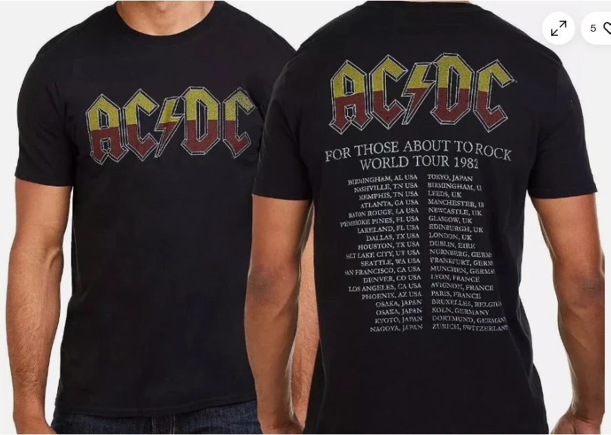 AC DC PWR UP Australia Tour 2025 Merchandise Tee with Dates List for November and December