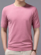 2025 Superfine Merino Wool T Shirt Men's Knitted O-neck Breathable Thin Cashmer Short Sleeve