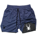 2025 Summer New Spider Men's Sports Shorts 2 in 1 Gym Running Shorts Jogging Casual Sportswear