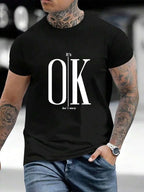 3D California Letter Print Men's Loose T-shirt Urban Street Men's Fashion Short-sleeved