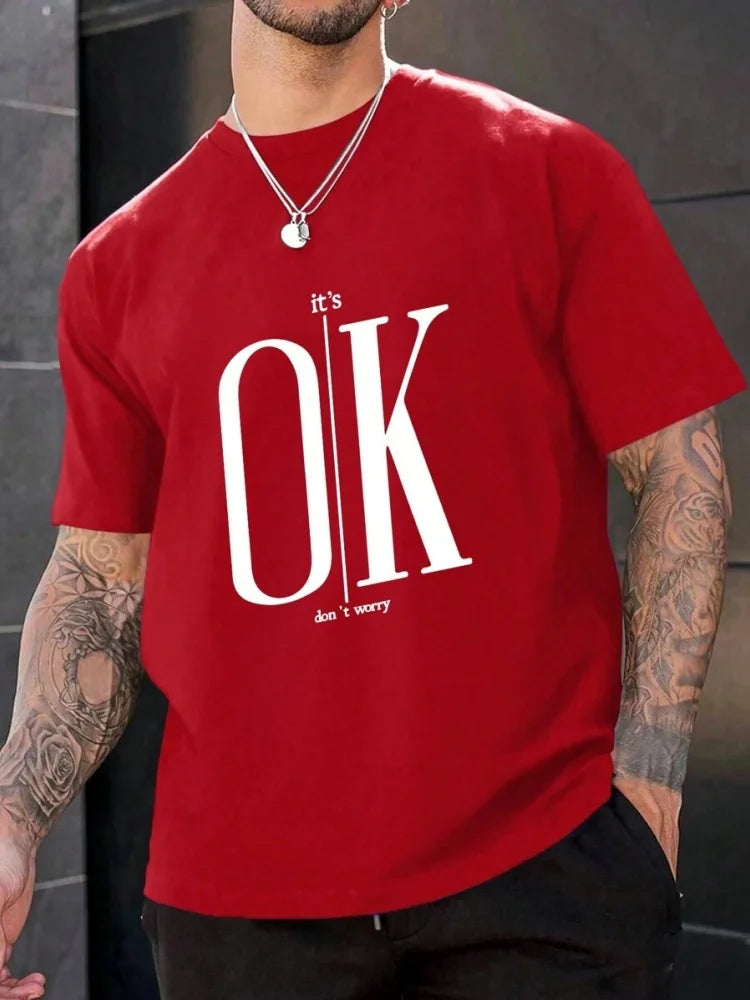 3D California Letter Print Men's Loose T-shirt Urban Street Men's Fashion Short-sleeved