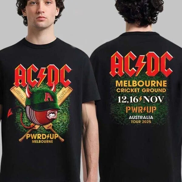 AC DC PWR UP Australia Tour 2025 Merchandise Tee with Dates List for November and December