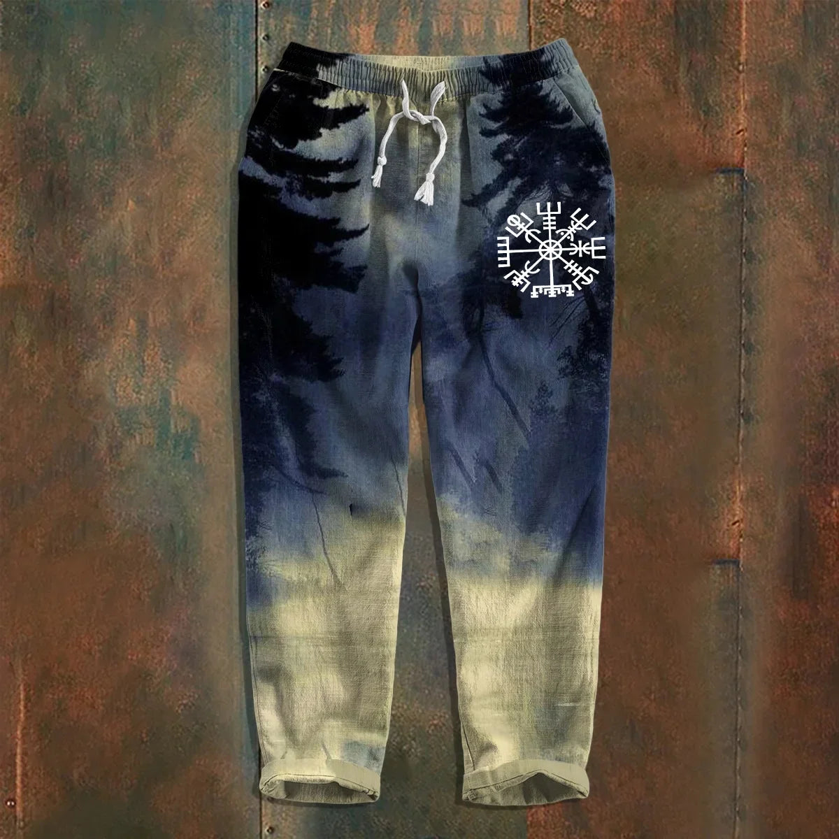 Men's retro Viking Celtic knot and eagle 3D printed autumn casual pants drawstring straight leg beach pants