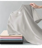 100% cotton heavy t-shirt summer solid color 230 g men's white casual all-match round neck fall shoulder short sleeve