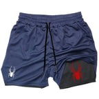 2025 Summer New Spider Men's Sports Shorts 2 in 1 Gym Running Shorts Jogging Casual Sportswear