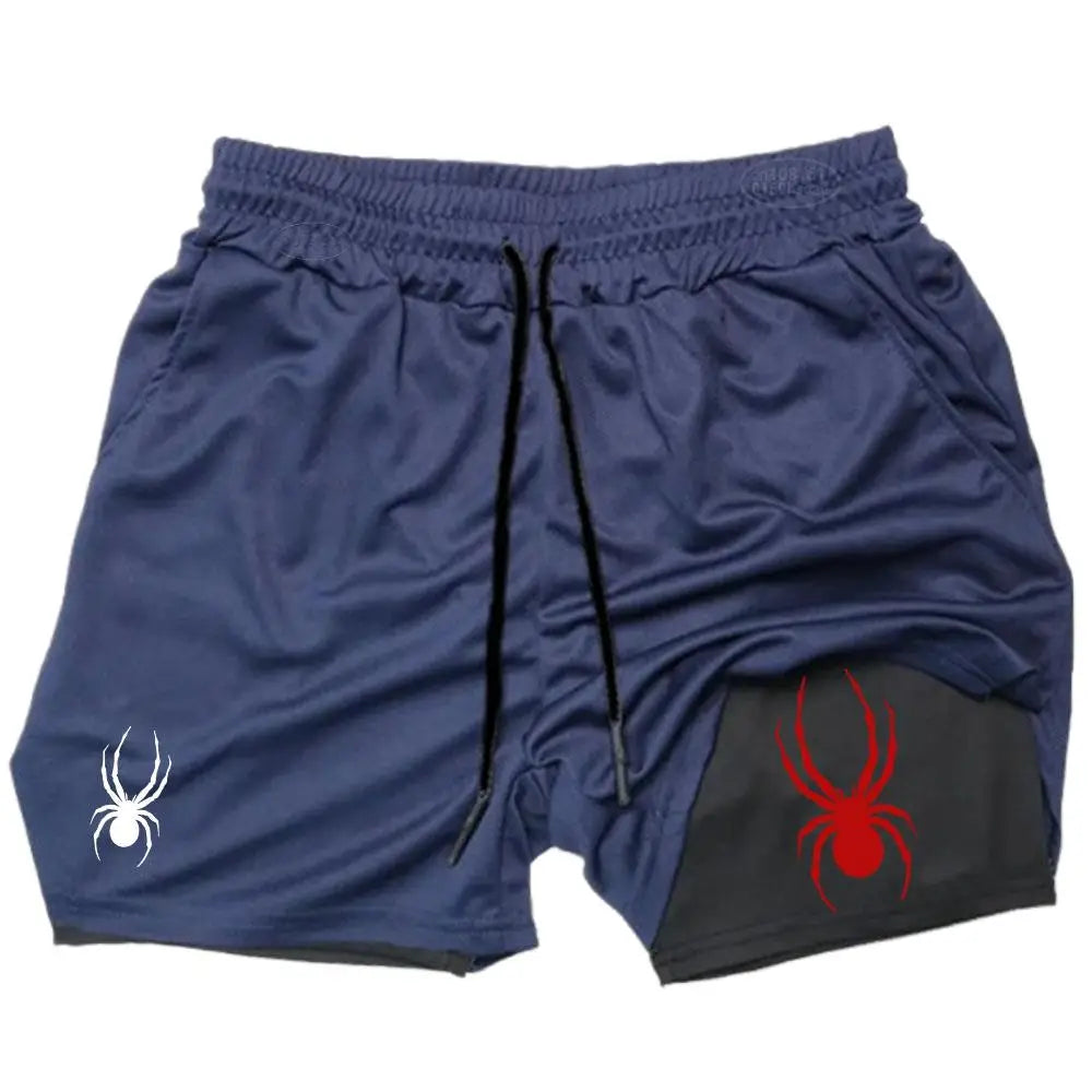 2025 Summer New Spider Men's Sports Shorts 2 in 1 Gym Running Shorts Jogging Casual Sportswear