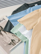 100% cotton heavy t-shirt summer solid color 230 g men's white casual all-match round neck fall shoulder short sleeve